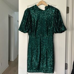 Green sequin party dress